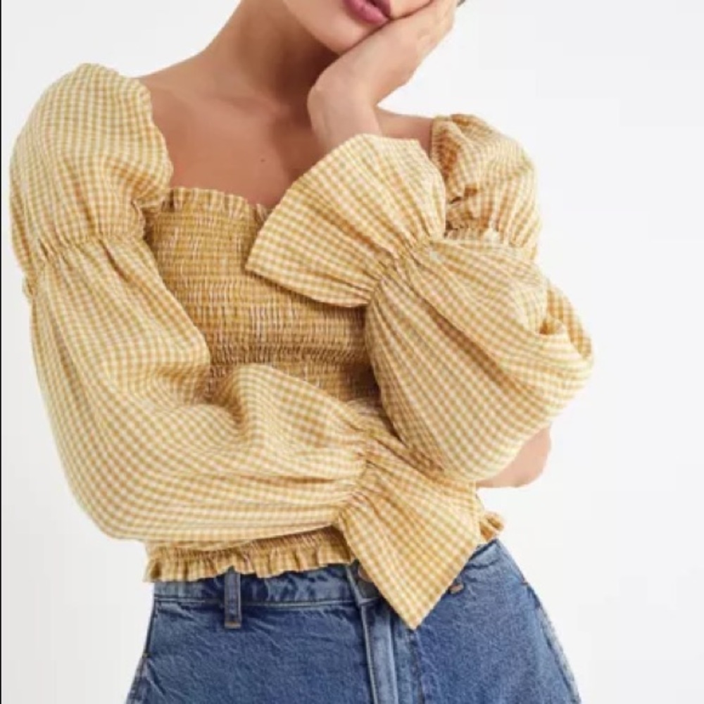 gingham smocked crop top from urban outfitters